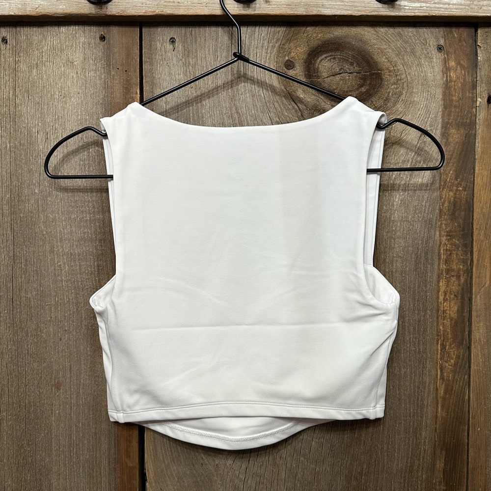 Express Body Contour High Compression Sweetheart Cropped Tank White Size Small - Picture 5 of 17